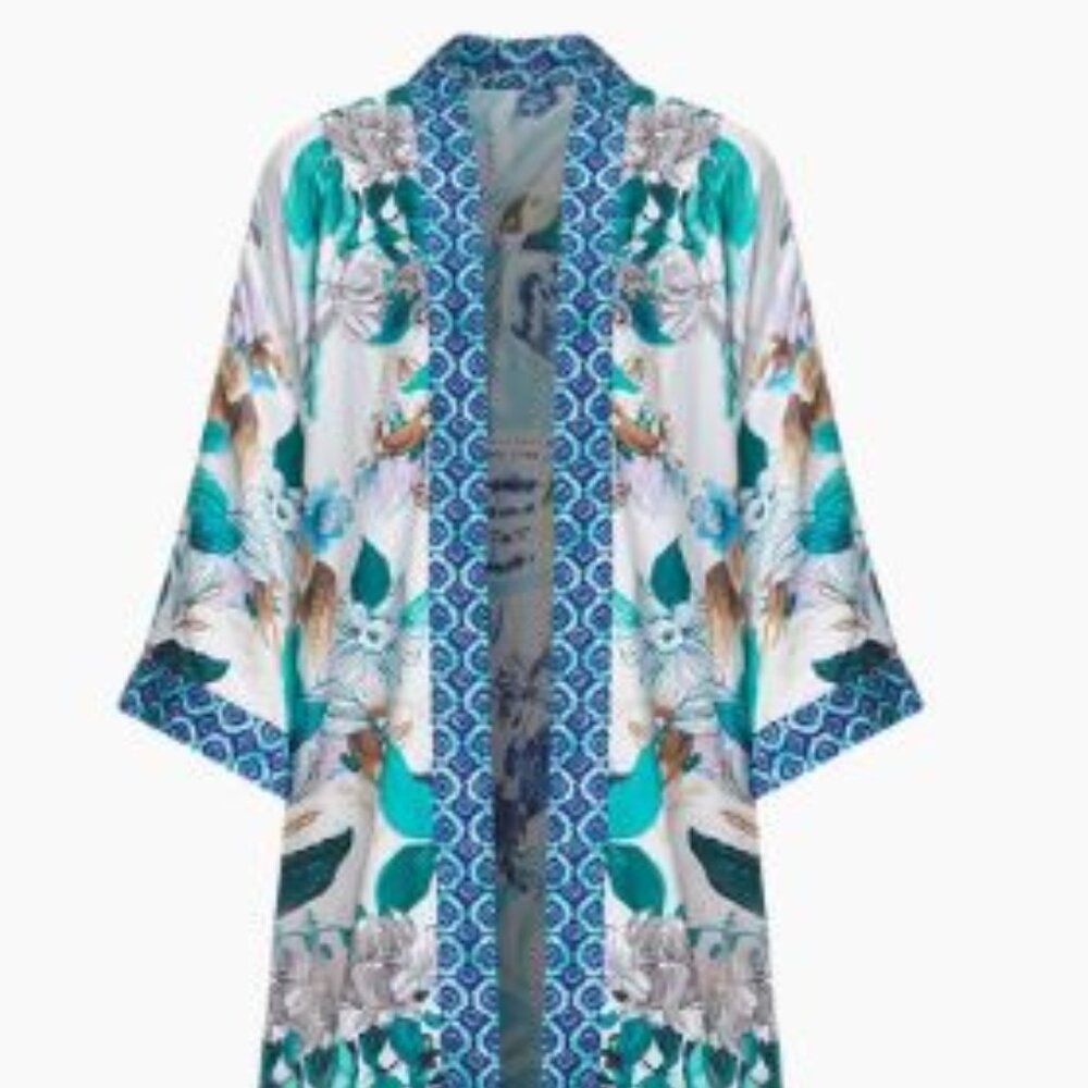 NWT Chico's Gorgeous Island Motif Kimono  size S/M from Current Collection - Picture 2 of 7